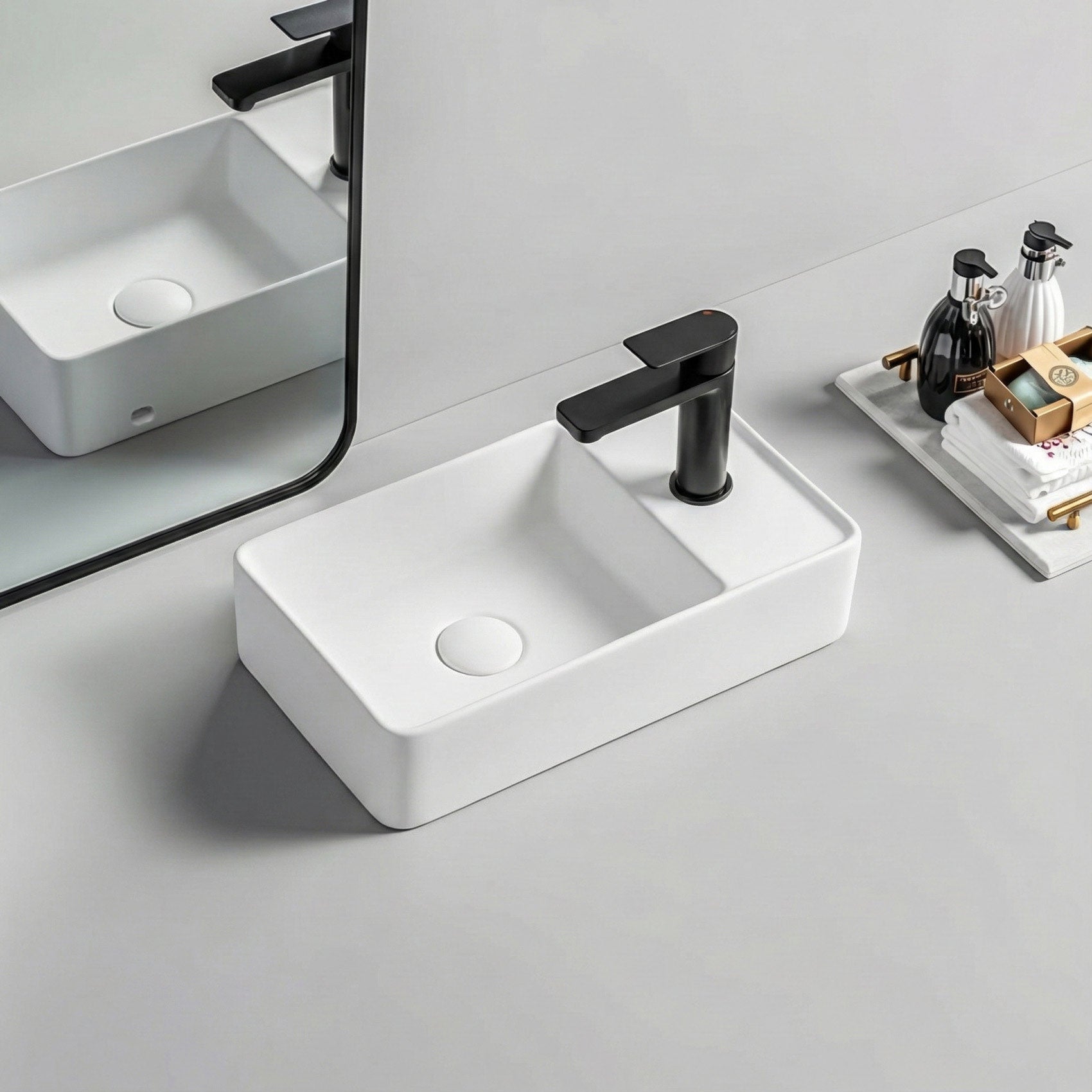 Guest toilet washbasin 46 x 25 cm SOHO 2.0 Ceramic Matt White