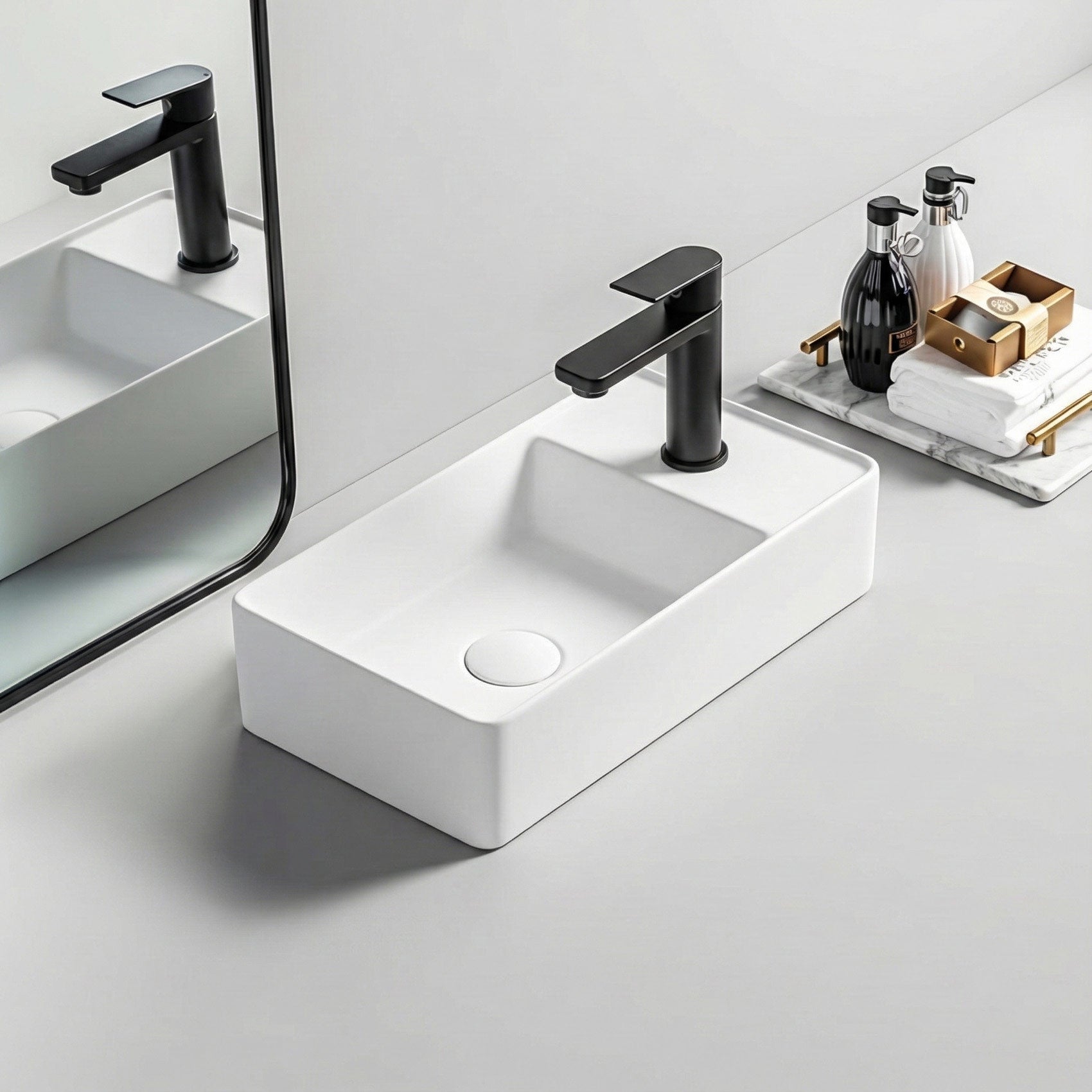 Guest toilet washbasin 46 x 25 cm SOHO 2.0 Ceramic Matt White