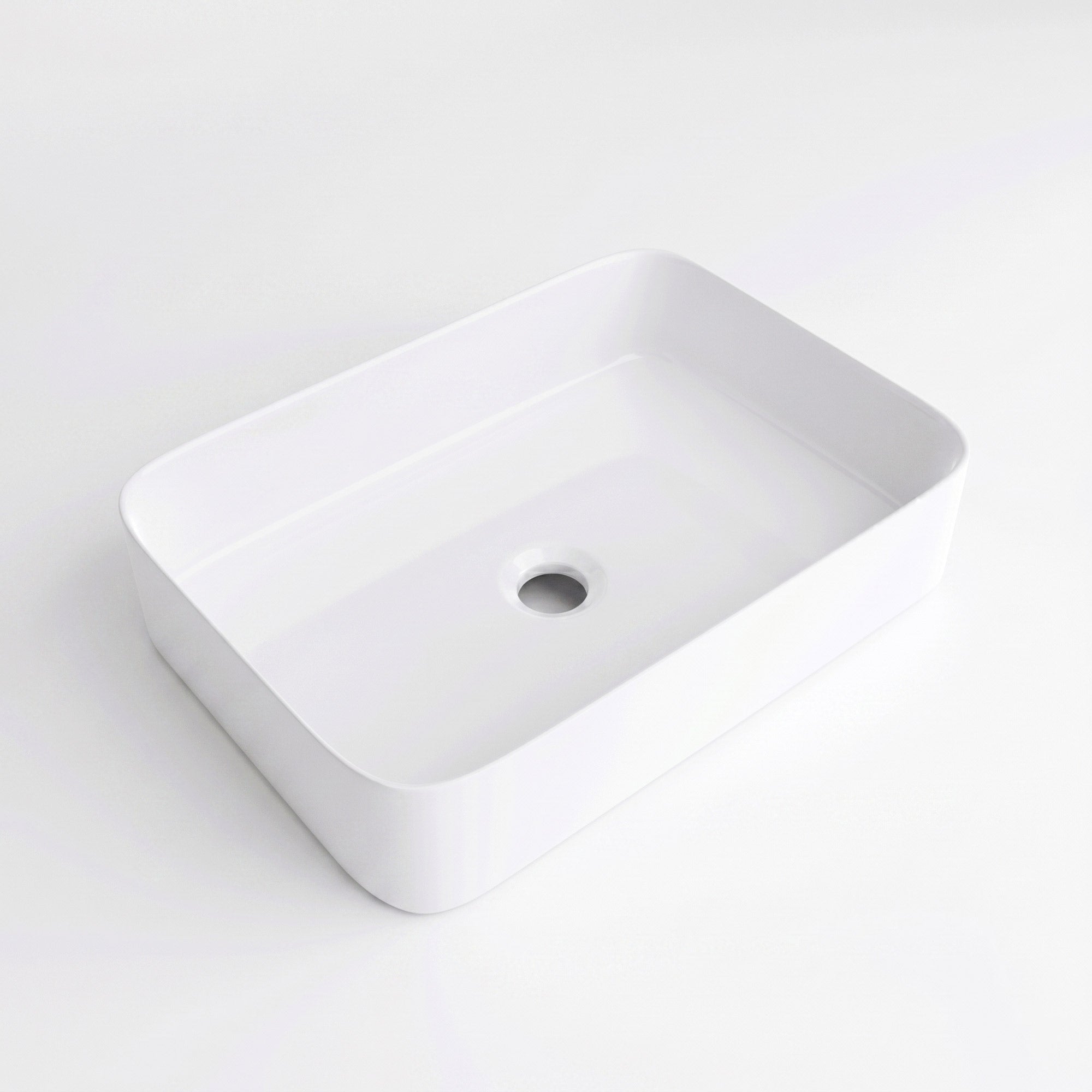 Lavabo sobre encimera de cerámica Soho 2.0 en blanco brillante de 55 cm