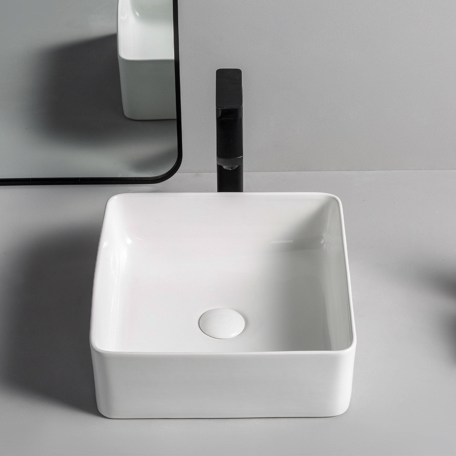 Countertop ceramic washbasin Soho Brilliant White 36 x 36 cm