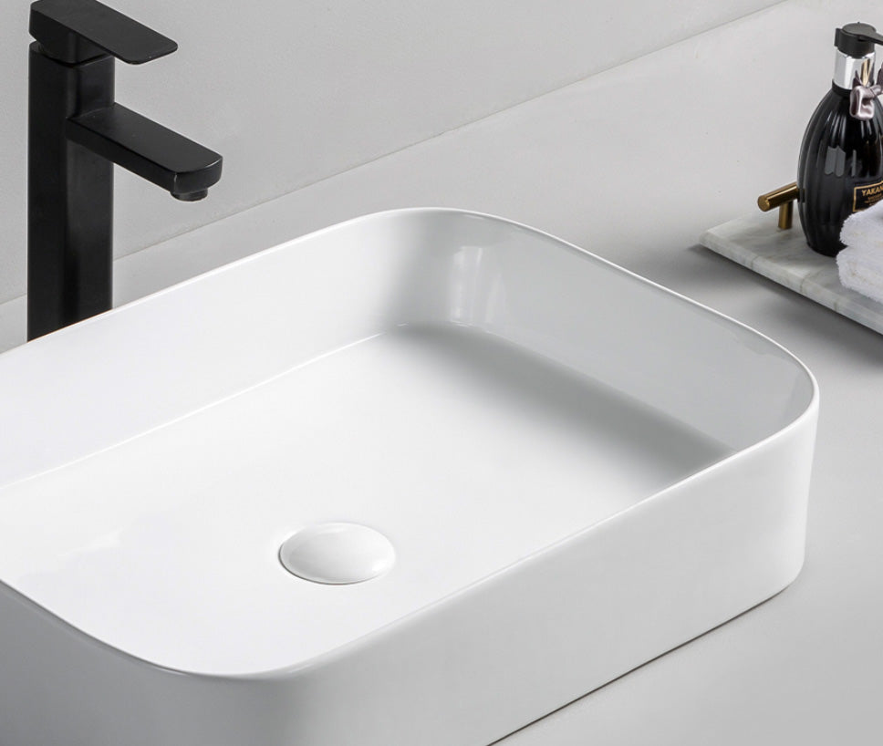 Umywalka nablatowa ceramiczna Soho 2.0, błyszcząca biel, 55 cm