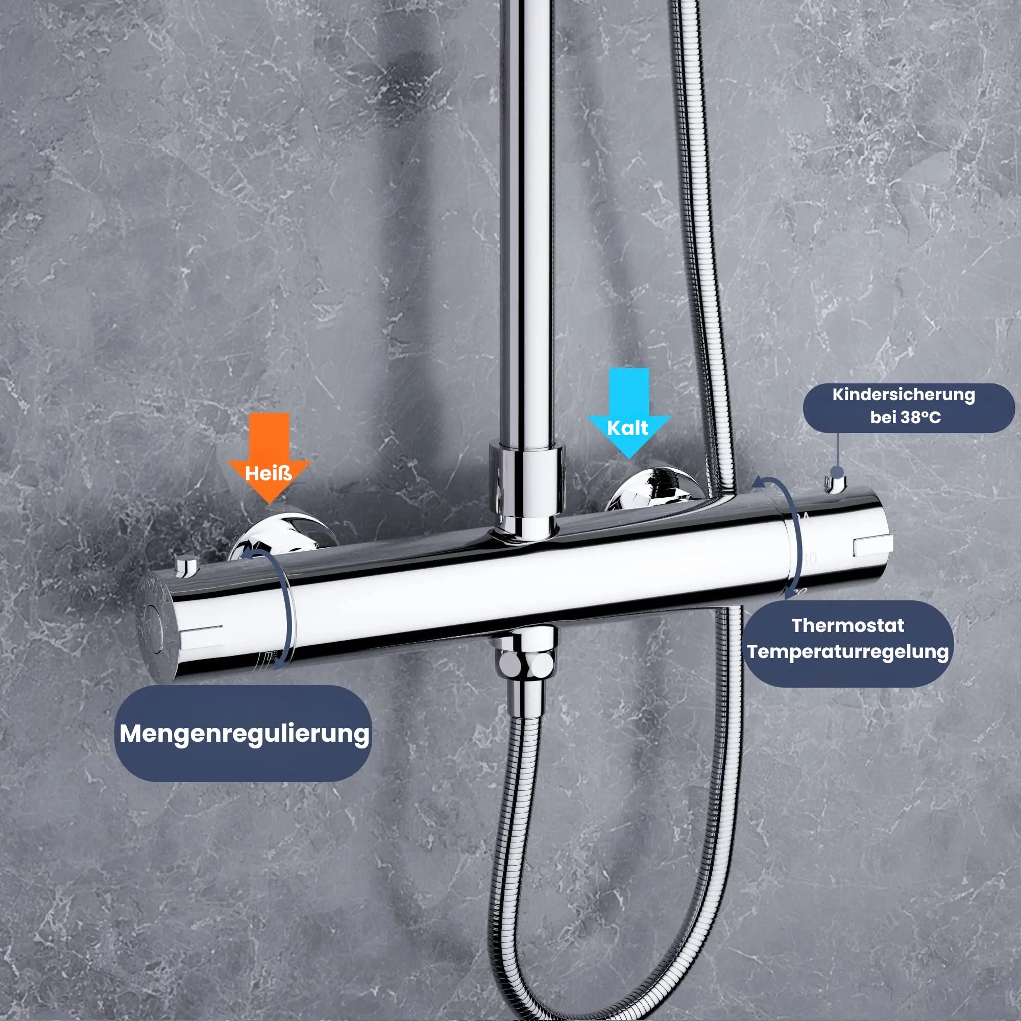 Duschsäule Thermostat Highline Pro inkl. Regendusche und Handbrause Chrom