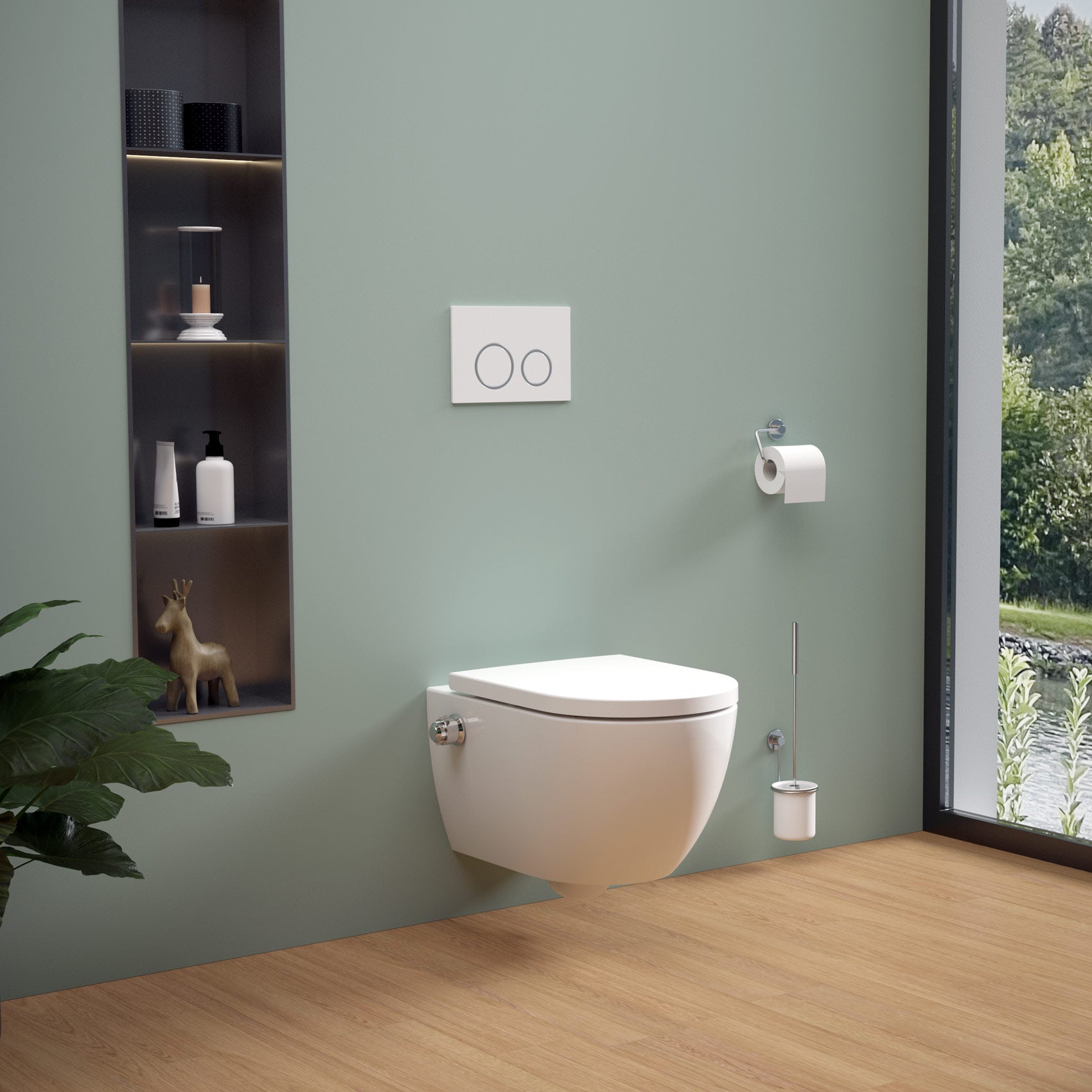 Perem nélküli zuhanyzós WC SOHO 4.0 termostátos soft-close ülőke, taharet funkcióval