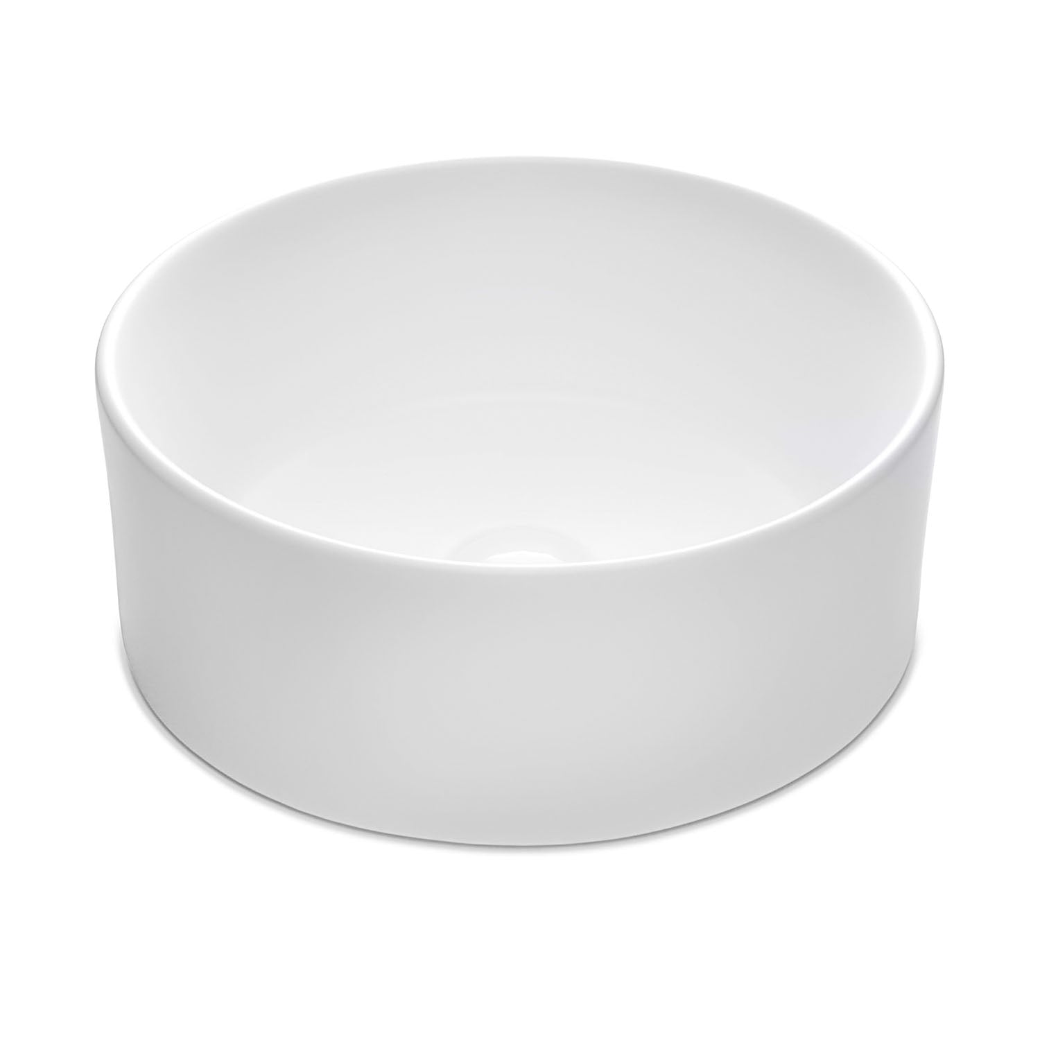 Chelsey Waschbecken in Weiß Matt aus feinster Keramik als Aufsatzwaschbecken ohne Hahnloch 400 x 400 x 145 mm