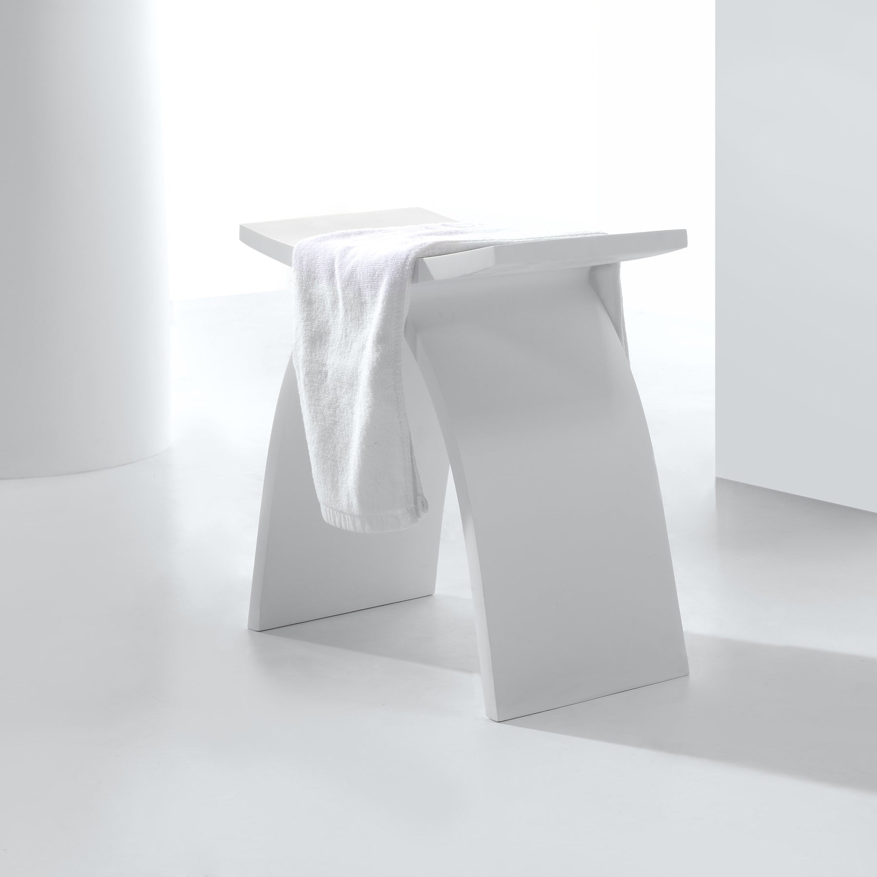 MANHATTAN bathroom stool made of high-quality mineral cast in matt white
