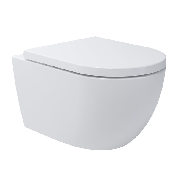 Soho 3.0 Whirlflush WC suspendu sans bord | WC sans bord | Blanc brillant, chasse tornade et revêtement nano | Toilettes pour WC d'invités | Siège fin | 480 mm