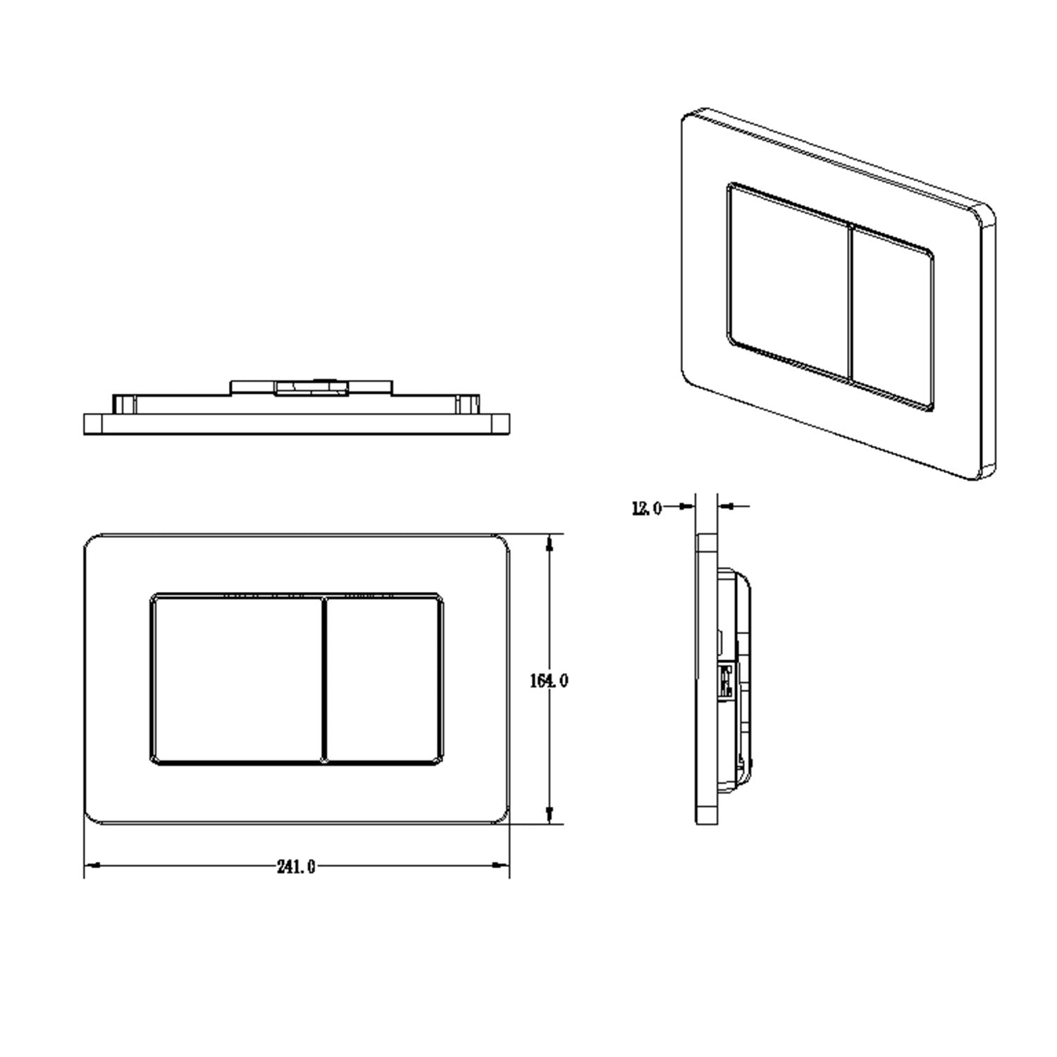 Drückerplatte Edelstahl Schwarz Matt Kompatibel mit Geberit Dofix Sigma/Delta 2 Mengenspülung