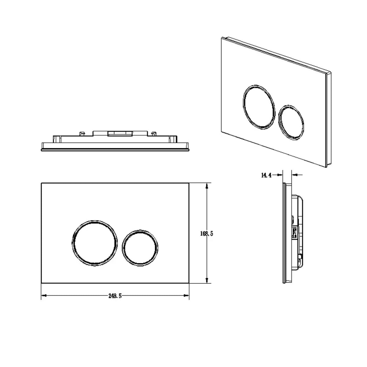 Drückerplatte Weiß Matt ABS Runde Tasten Kompatibel zu Geberit Duofix Sigma / DELTA 2 Mengenspülung