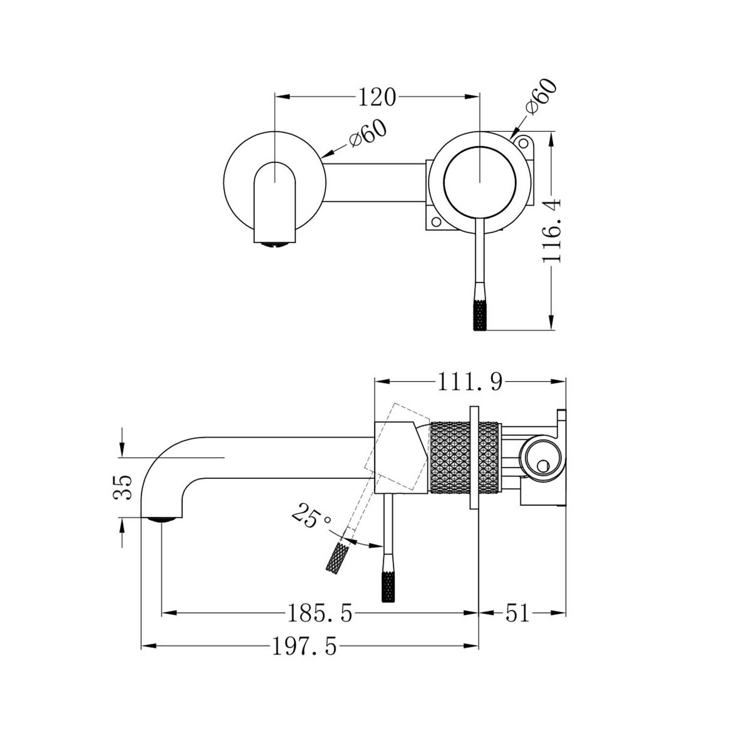 Rubinetto lavabo incasso ICONIC monocomando con corpo incasso incluso in rame spazzolato