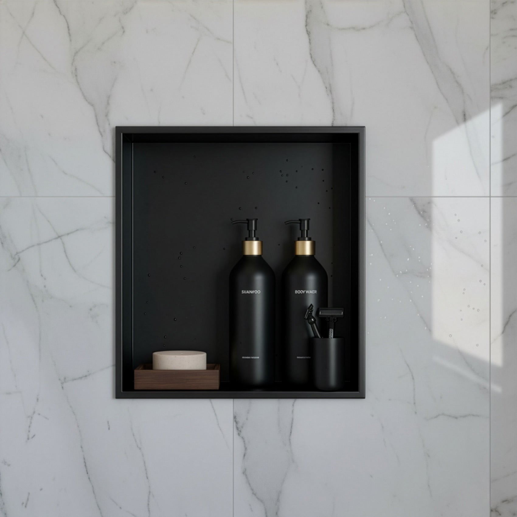 Niche murale minimaliste en acier inoxydable noir mat 30x30, 60x30 cm