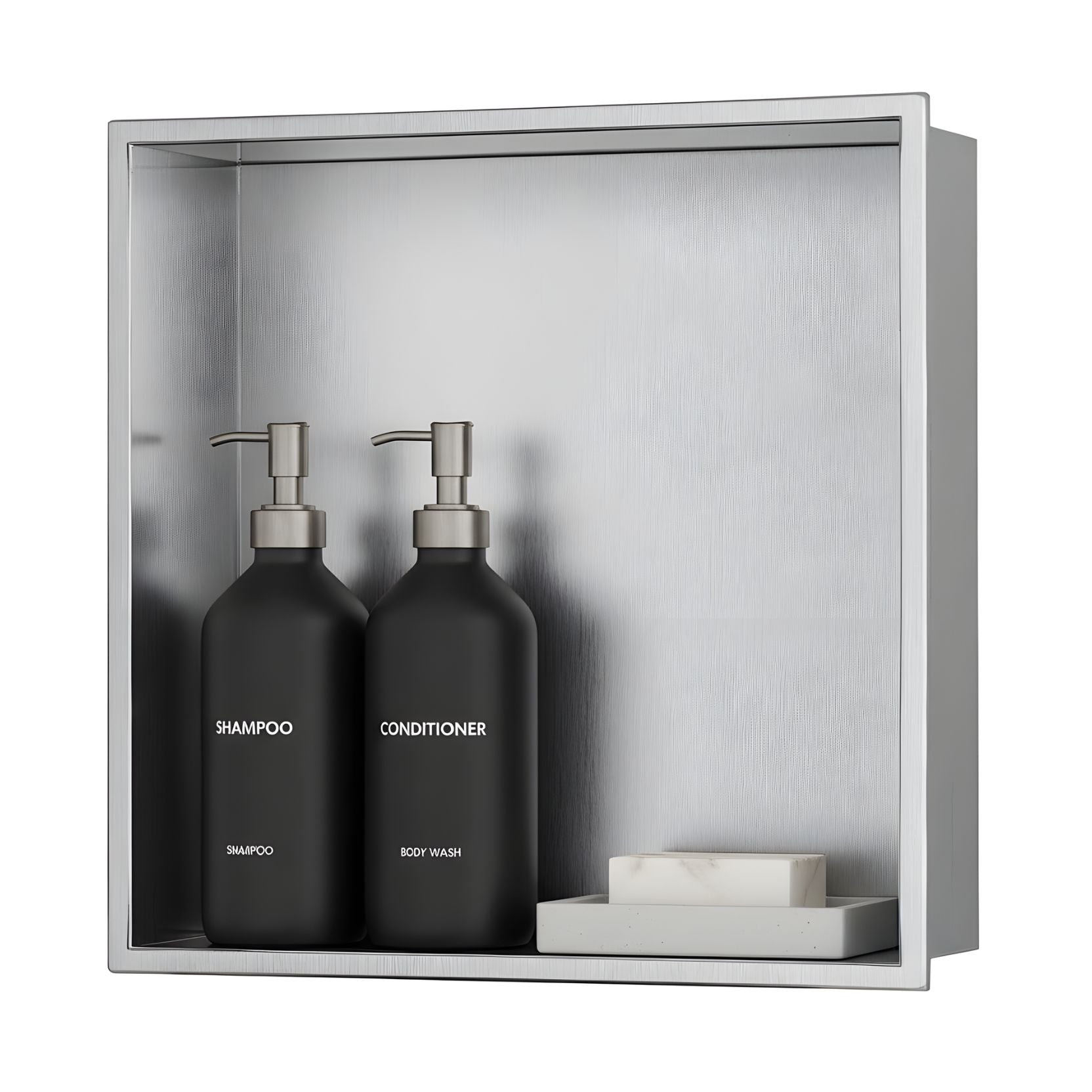 Nicchia da parete minimal in acciaio inox spazzolato 30x30 o 60x30