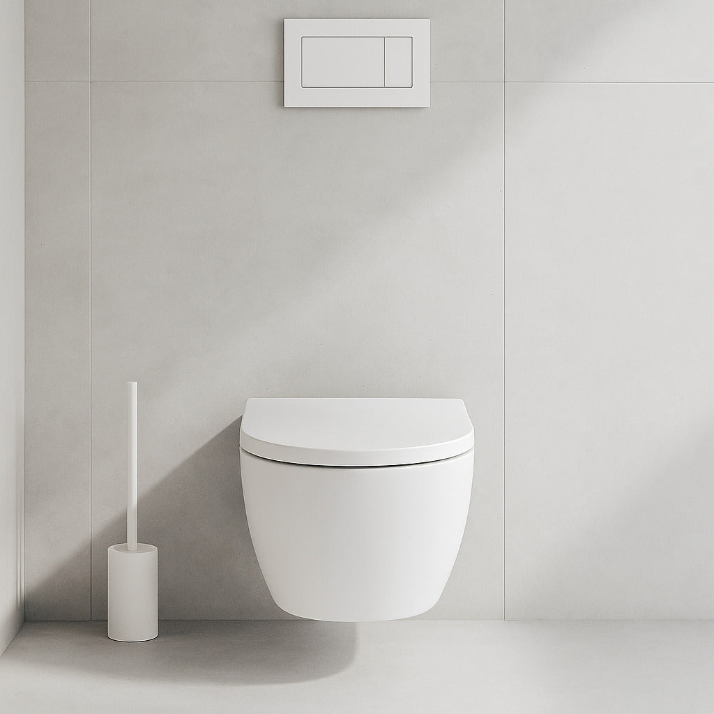 Soho Whirlflush Hänge Wand WC Spülrandlos Toilette Weiß Matt mit WC-Sitz